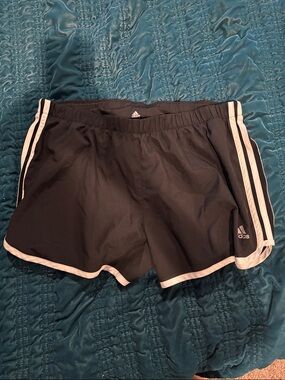 adidas Black Athletic Shorts with White Trim